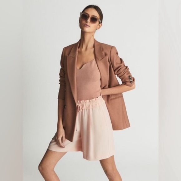 New! Reiss Reni ruffle pull-on shorts pink nwot 30226 - Picture 3 of 12